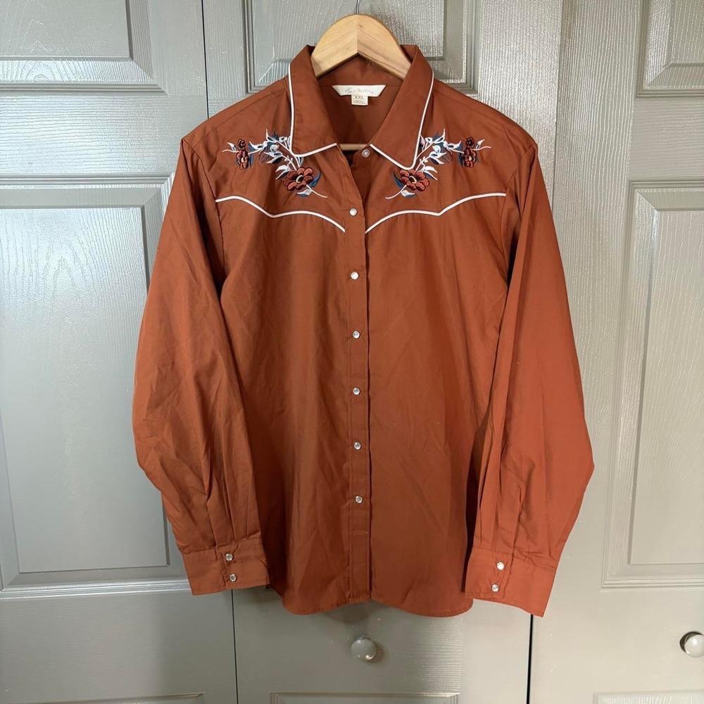 Western pearl snap button up polo Size XXL ELY & WALKER